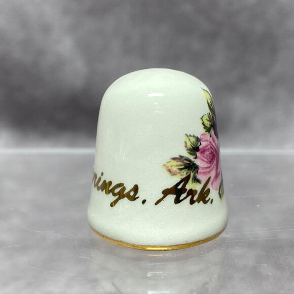 Eureka Springs Souvenir Ceramic Thimble With Pink & Purple Rose Design - Picture 6 of 8